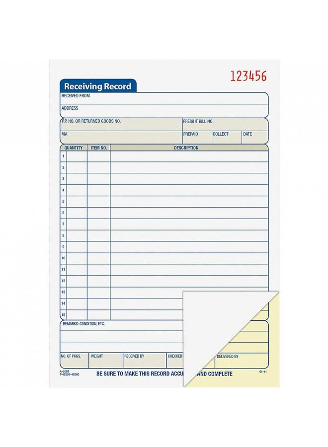 Adams Receiving Record Book, 2-Part, Carbonless, 5-9/16 x 8-7/16 Inches, 50 Sets per Book (DC5089) , White - Image 2