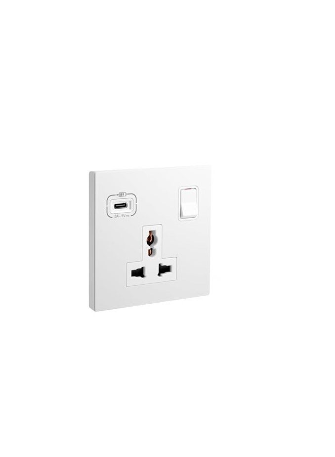 Galion - 1 gang multistandard switched - with USB C 18W charger - White