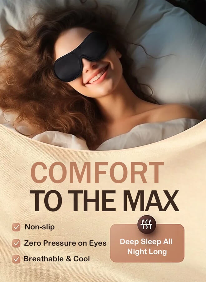 Bliszaar Sleep Mask 100% Blackout Eye Masks for Sleep with Earplug, Zero Eye Pressure Sleeping Mask for Women Men, Upgraded 3D Eye Mask for Side Sleepers, Ultra Soft Eye Shade Cover (Black)  - Image 3