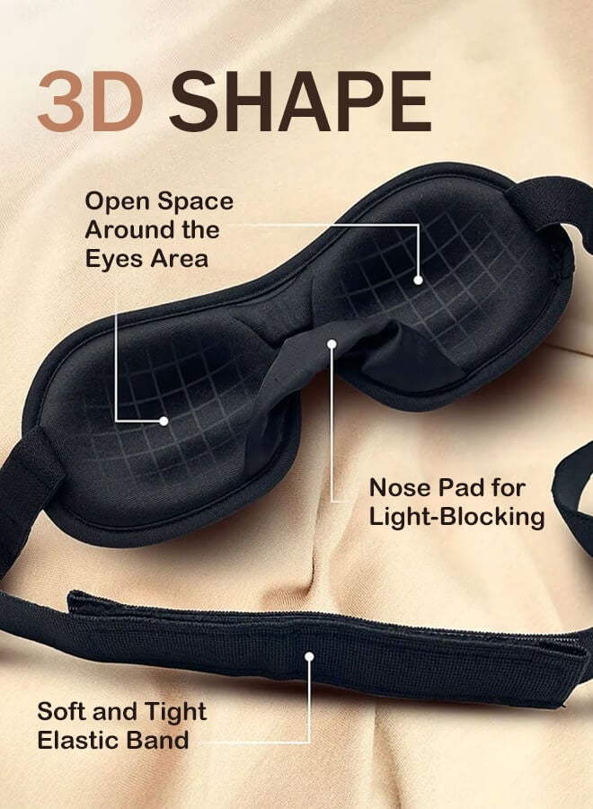 Bliszaar Sleep Mask 100% Blackout Eye Masks for Sleep with Earplug, Zero Eye Pressure Sleeping Mask for Women Men, Upgraded 3D Eye Mask for Side Sleepers, Ultra Soft Eye Shade Cover (Black)  - Image 2