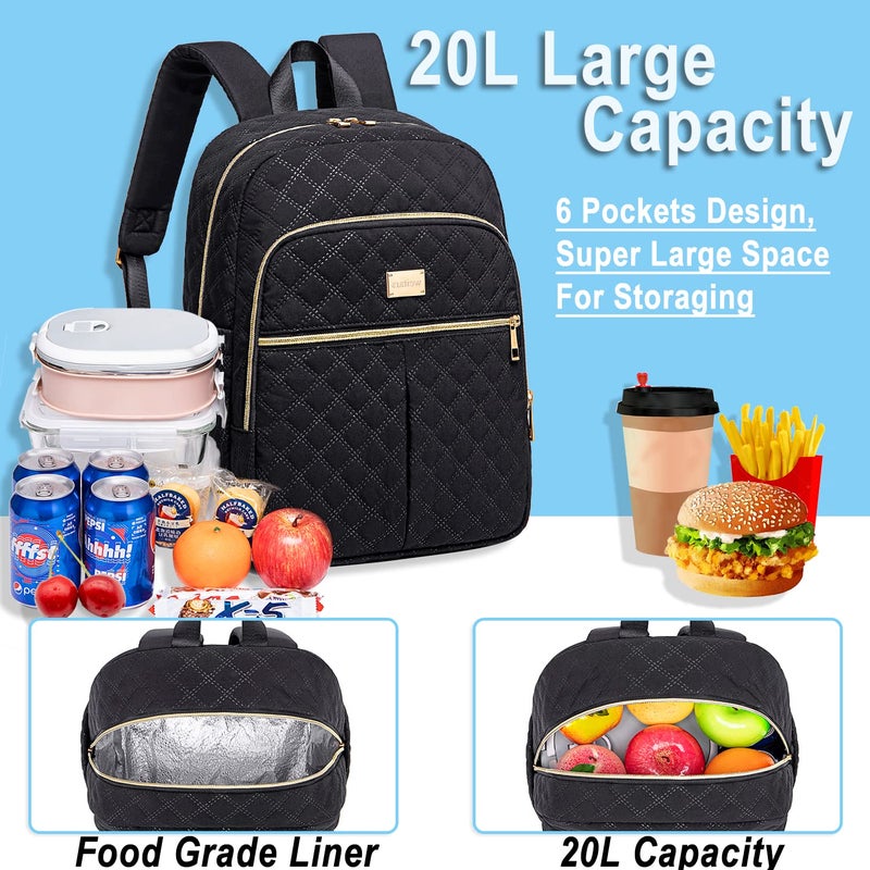 Weitars Lunch Backpack For Women,20L Backpacks Cooler Insulated,Back pack Lunch Bag For Women Work With Side Pockets,LunchBox Backpack With Cooler Compartment For Picnic Hiking Camping Beach - Image 3