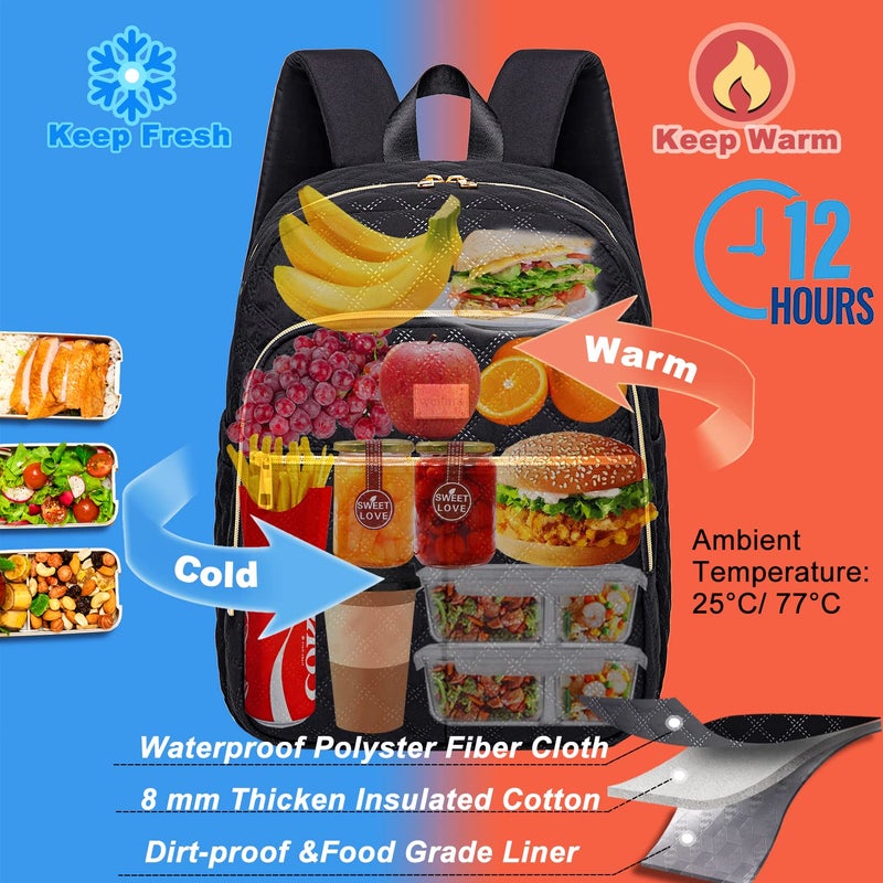 Weitars Lunch Backpack For Women,20L Backpacks Cooler Insulated,Back pack Lunch Bag For Women Work With Side Pockets,LunchBox Backpack With Cooler Compartment For Picnic Hiking Camping Beach - Image 5