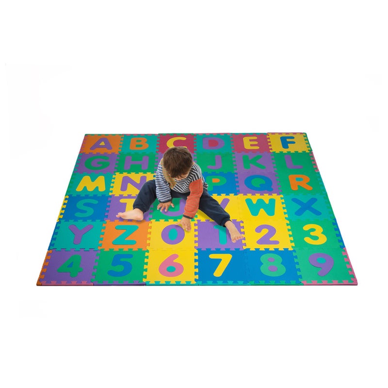 Hey Play Kids 96Piece Foam Floor Alphabet and Numbers Puzzle Play Mat for Babies and Toddlers  Interlocking Tile Game by Trademark Games Multicolored - Image 2
