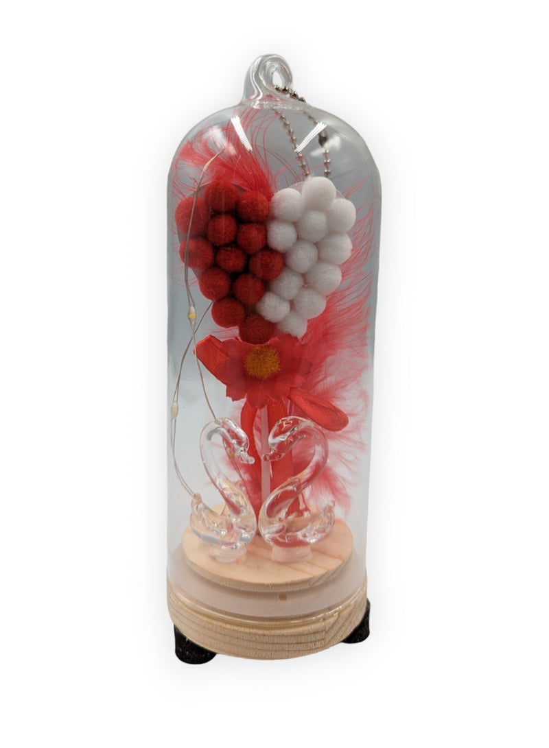 UNT Love Birdes In Glass Dome with LED Lights A Perfect Gift - Image 1