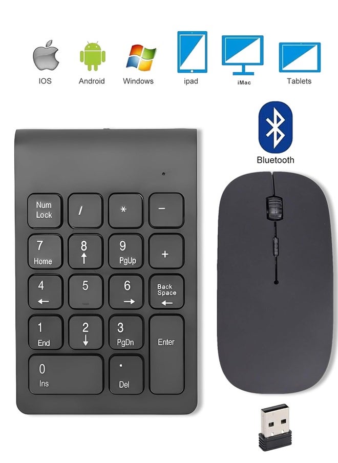 X-level Wireless Numeric Keyboard and Mouse Combo, Mini 2.4G 18 Keys Number Pad, with 1200 Dpi Mouse and Receiver,  Portable Silent Financial Accounting Numeric Keypad Keyboard Extensions , PC, Desktop, Notebook (Black)  - Image 1