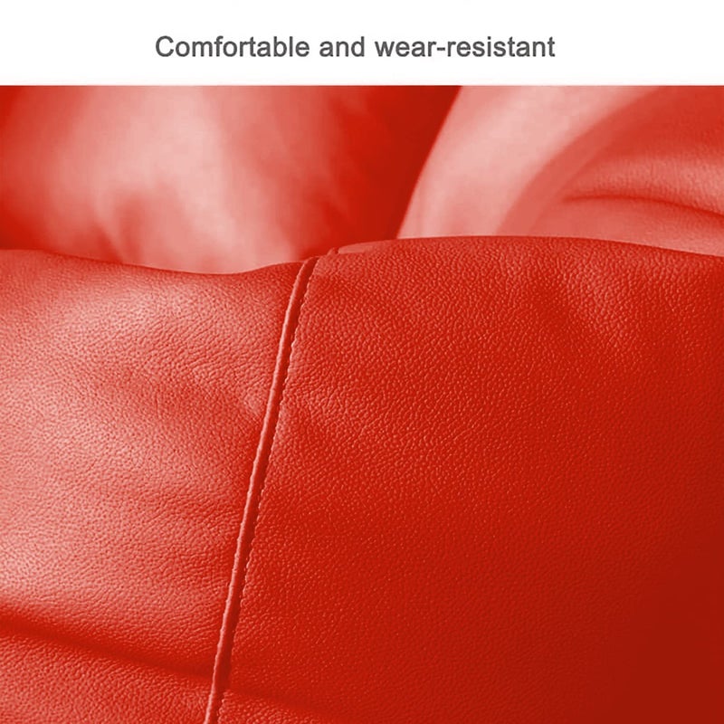 Gold Gold Premium Faux Leather Bean Bag Bean Bag Cover with Free Footrest and Cushion 5XL Red  - Image 4