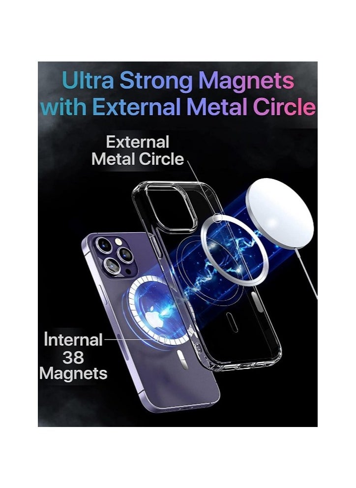 Generic Magnetic Case for iPhone 14 Pro Max - Clear Magnetic Hard Slim Thin Case, Ultra Safe Shock Absorbent Anti-Scratch Anti-Drop Clear Color PC - Scratch Resistant Shock Absorbent Protective Case with Raised Edges for Enhanced Corner Protection, for iPhone 14 Pro Max 6.7 inch 2022 Release, Ultra Clear - Protective Case for iPhone 14 Pro Max - Compatible with MagSafe Charger, Anti-Scratch Shockproof Slim Design for Women Men - Back Protective Case - Support Wireless Charging  - Image 2
