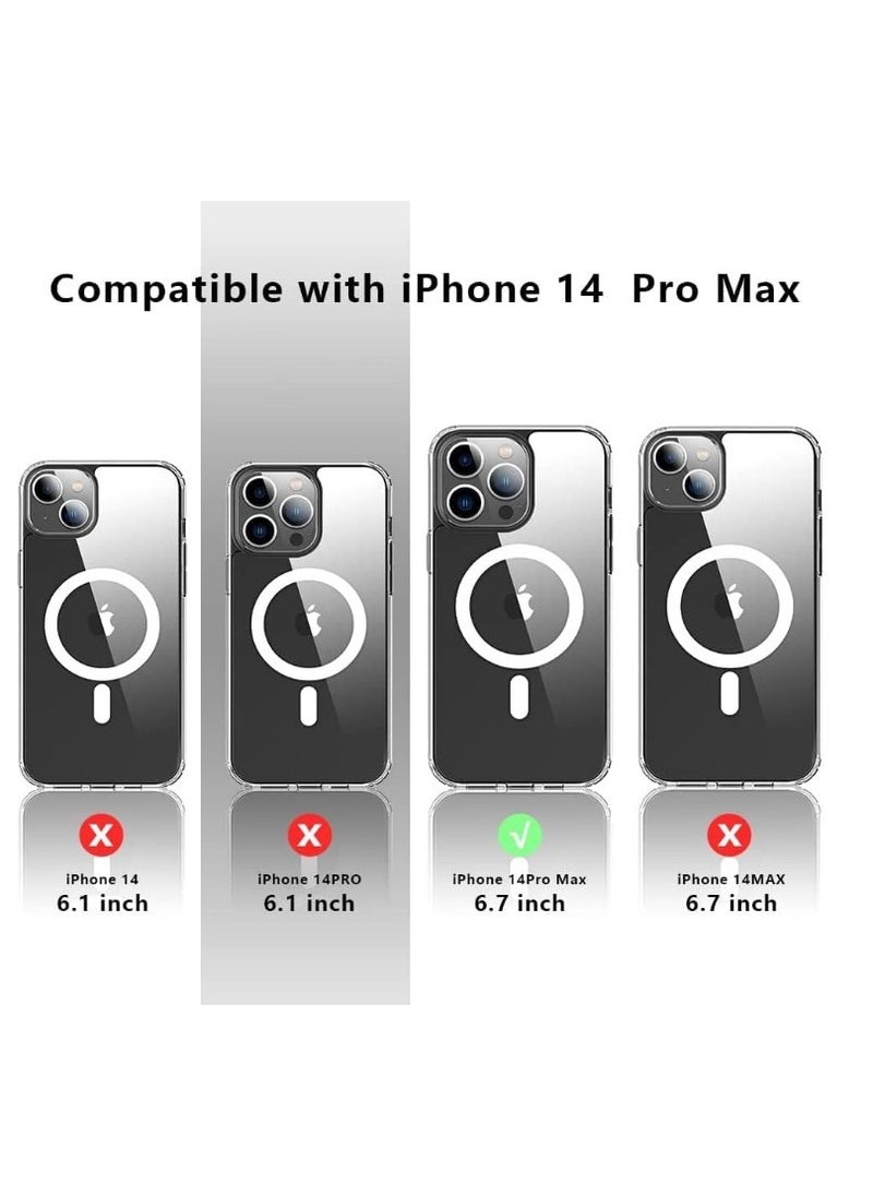 Magnetic Case for iPhone 14 Pro Max - Clear Magnetic Hard Slim Thin Case, Ultra Safe Shock Absorbent Anti-Scratch Anti-Drop Clear Color PC - Scratch Resistant Shock Absorbent Protective Case with Raised Edges for Enhanced Corner Protection, for iPhone 14 Pro Max 6.7 inch 2022 Release, Ultra Clear - Protective Case for iPhone 14 Pro Max - Compatible with MagSafe Charger, Anti-Scratch Shockproof Slim Design for Women Men - Back Protective Case - Support Wireless Charging