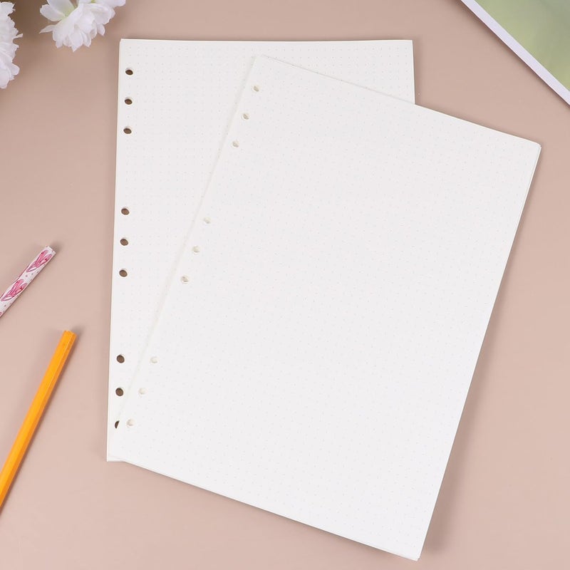 Uonlytech 90 Sheets B5 Dotted Loose-leaf Paper Refill with 9 Holes, White Notebook Loose-leaf Paper for Writing and Drawing, for School and Travel Diary Use - Image 4