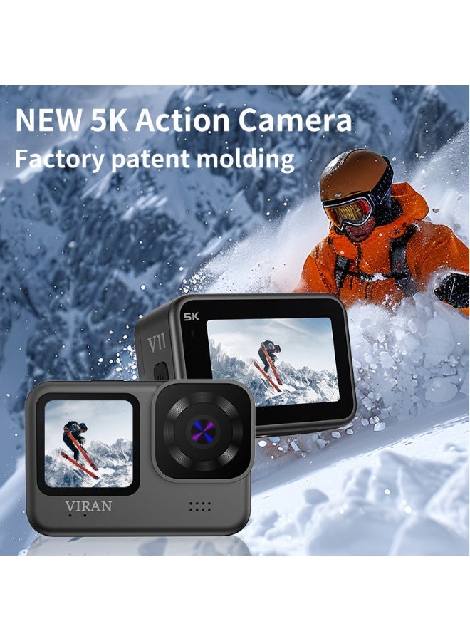 VIRAN V11 Action Camera 5K 4K60FPS - WiFi Dual Color Screens Anti-Shake Waterproof HD Camera for Outdoor Travel, Cycling & Adventure - Image 2