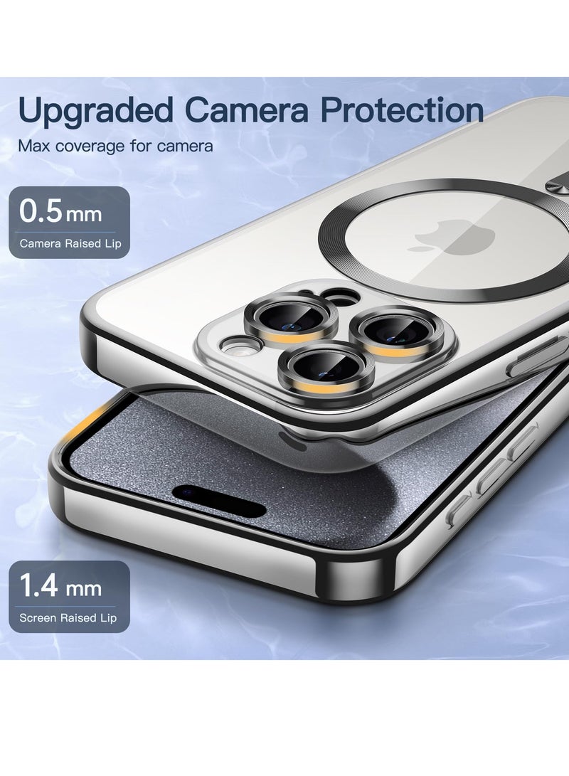 BORTONY iPhone 15 Pro Case Compatible with MagSafe Military-Grade Protection Built-in Camera Lens Protector Luxury Plating TPU Ultra Slim Magnetic Cover for iPhone 15 Pro 6.1inch Clear - Image 5