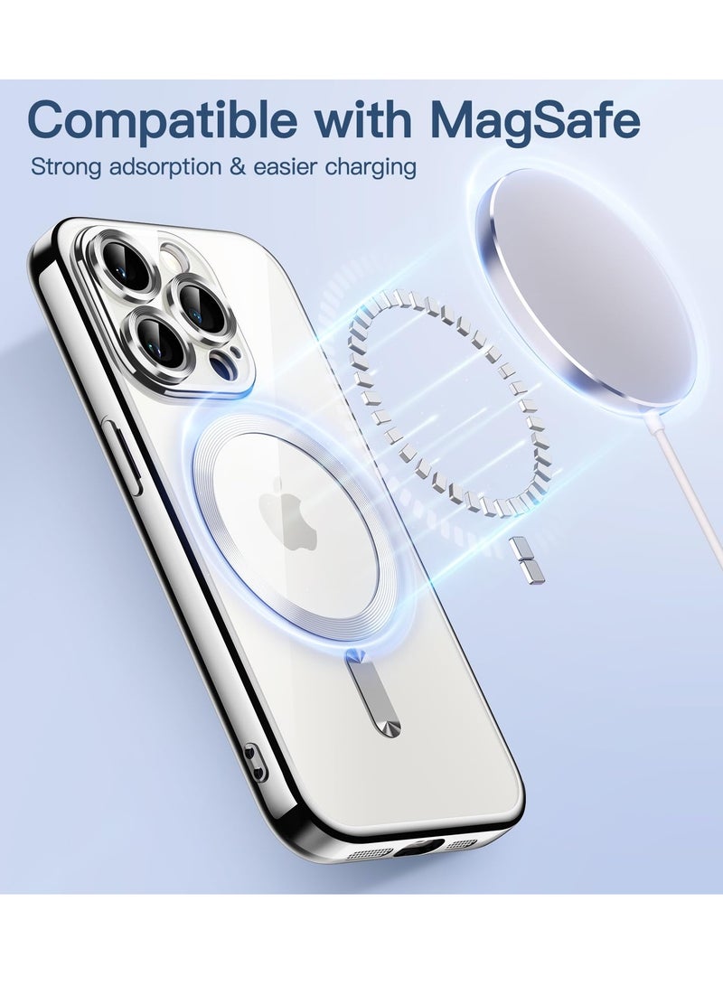 BORTONY iPhone 15 Pro Case Compatible with MagSafe Military-Grade Protection Built-in Camera Lens Protector Luxury Plating TPU Ultra Slim Magnetic Cover for iPhone 15 Pro 6.1inch Clear - Image 4