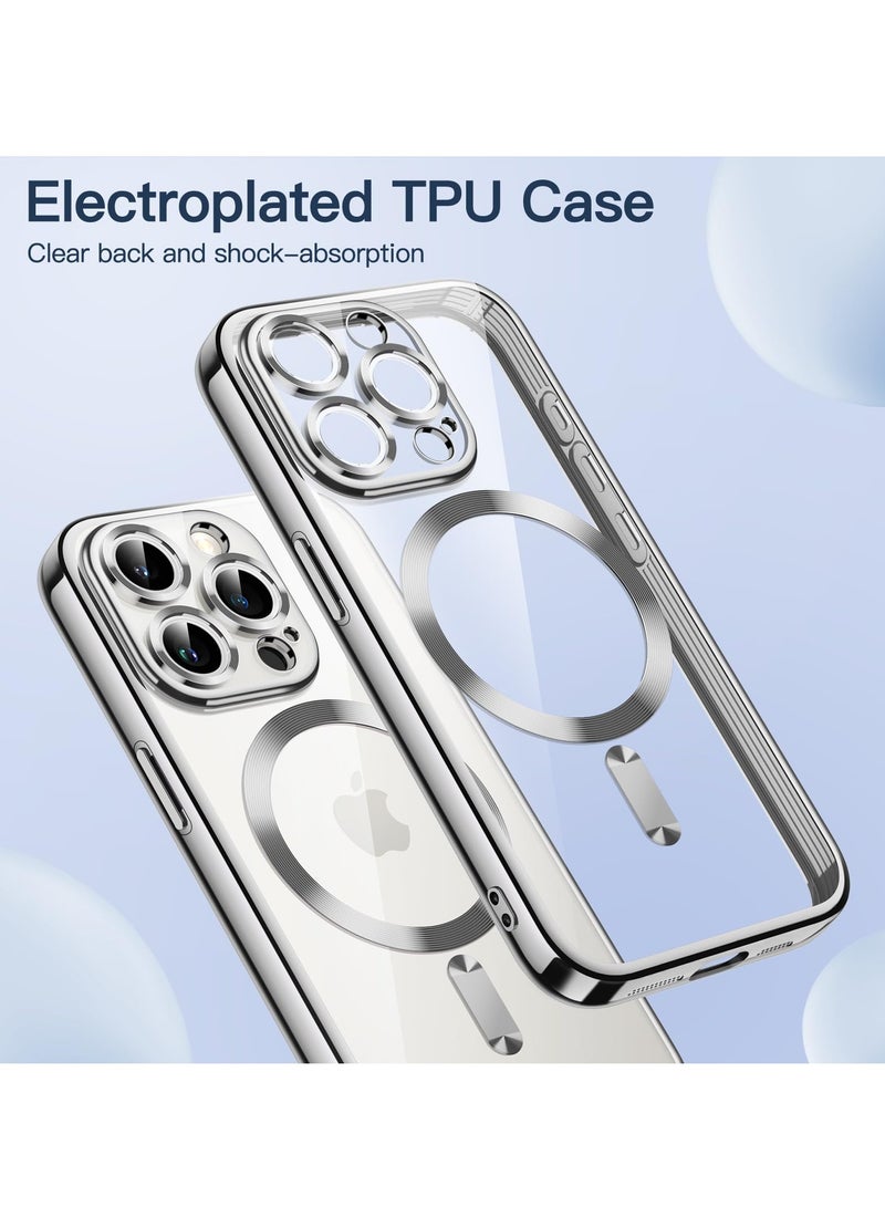 BORTONY iPhone 15 Pro Case Compatible with MagSafe Military-Grade Protection Built-in Camera Lens Protector Luxury Plating TPU Ultra Slim Magnetic Cover for iPhone 15 Pro 6.1inch Clear - Image 3
