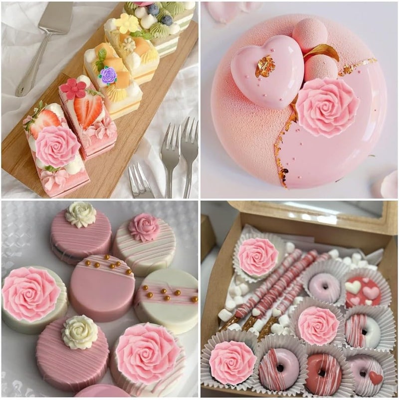 Elinka Large Rose Mold Silicone,Rose Flower and Leaves Fondant Cake Molds,Leaf Candy Chocolate Molds for Wedding Cake Decoration, Sugarcraft,Cupcake Topper,Polymer Clay,Soap Wax Making Crafting Projects - Image 4