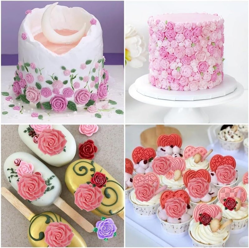 Elinka Large Rose Mold Silicone,Rose Flower and Leaves Fondant Cake Molds,Leaf Candy Chocolate Molds for Wedding Cake Decoration, Sugarcraft,Cupcake Topper,Polymer Clay,Soap Wax Making Crafting Projects - Image 5