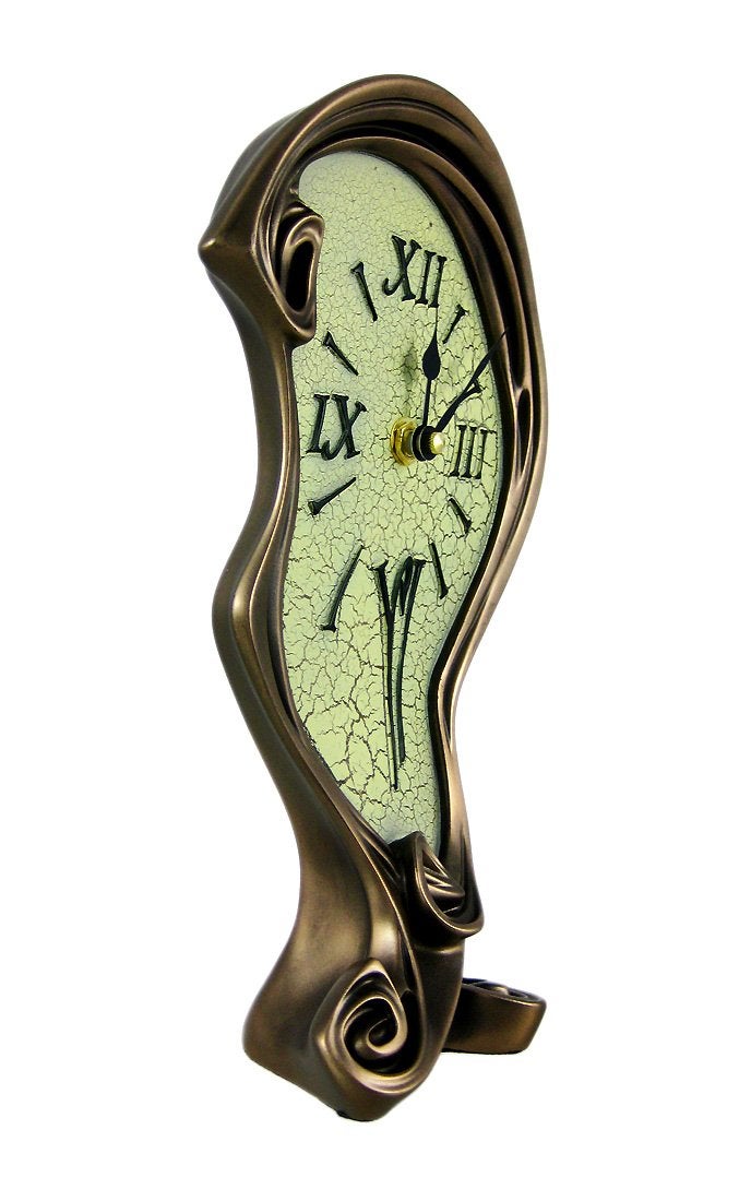 Things2Die4 Cool Bronze Finish Melted Mantel Clock Table Desk Dali - Image 1