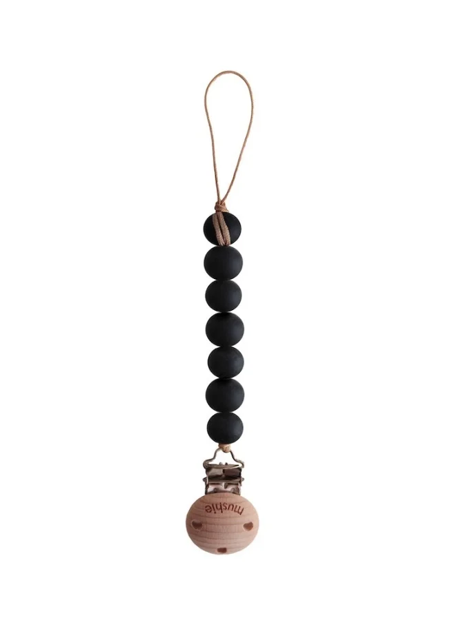 mushie Pacifier Clips Halo Black