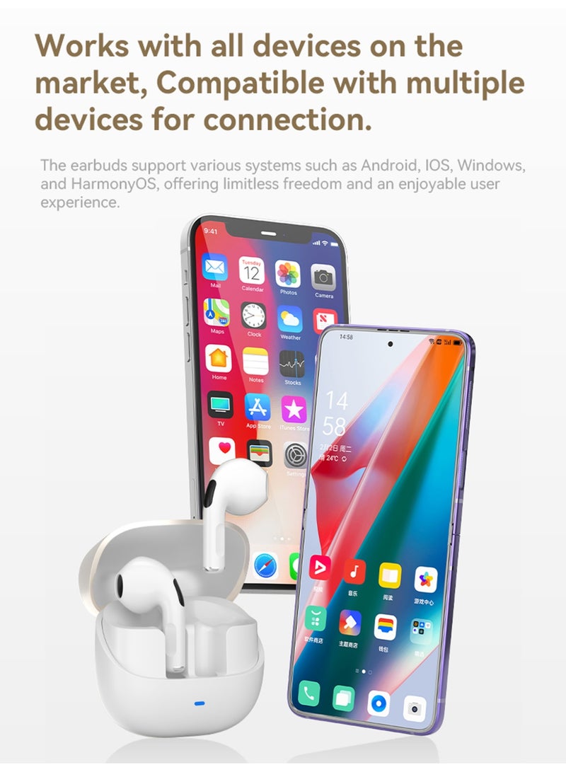 True Wireless Earbuds, Semi-In-Ear Bluetooth 6.0 Headphones, Bluetooth Earbuds with Easy Touch Control, Light-Weight Comfortable Earphones Noise Reduction Clear Call, Soft Ear Tips Ergonomic Fit for Daily Use Work Study Travel image 10