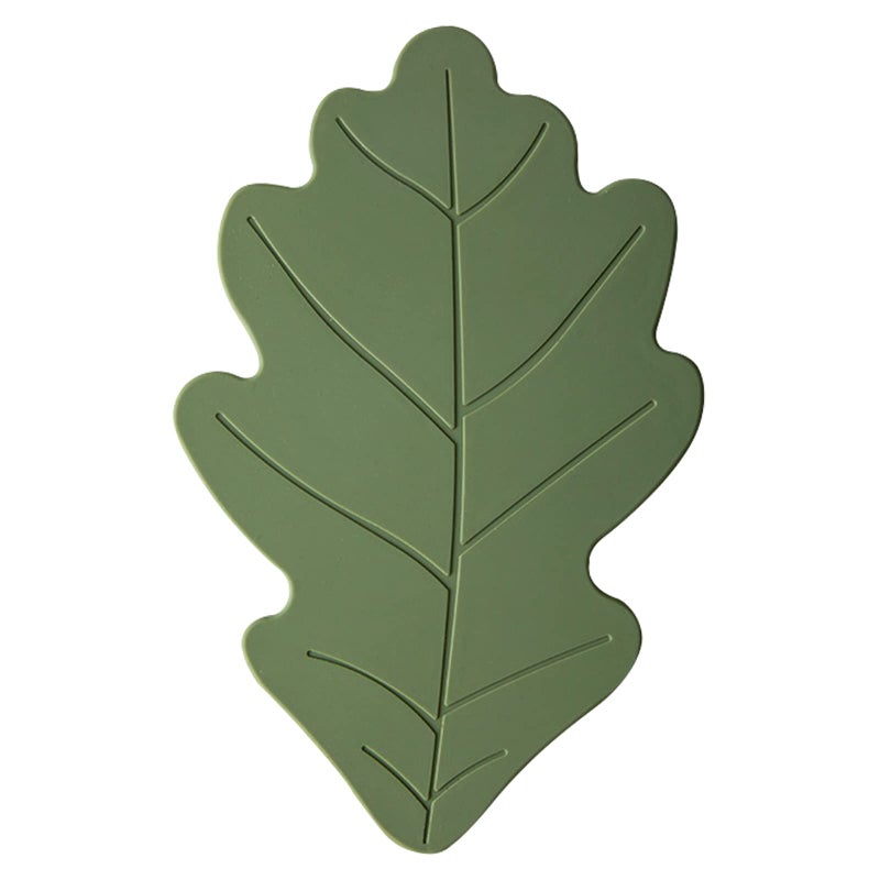 Silicone Trivet Mat Set of 2 Green Hot Pot Holder Hot Pads for Table and Countertop Soft Rubber MultiUse Oak Leaf Trivets for Hot Dish Non Slip Coasters Large Oak Leaf