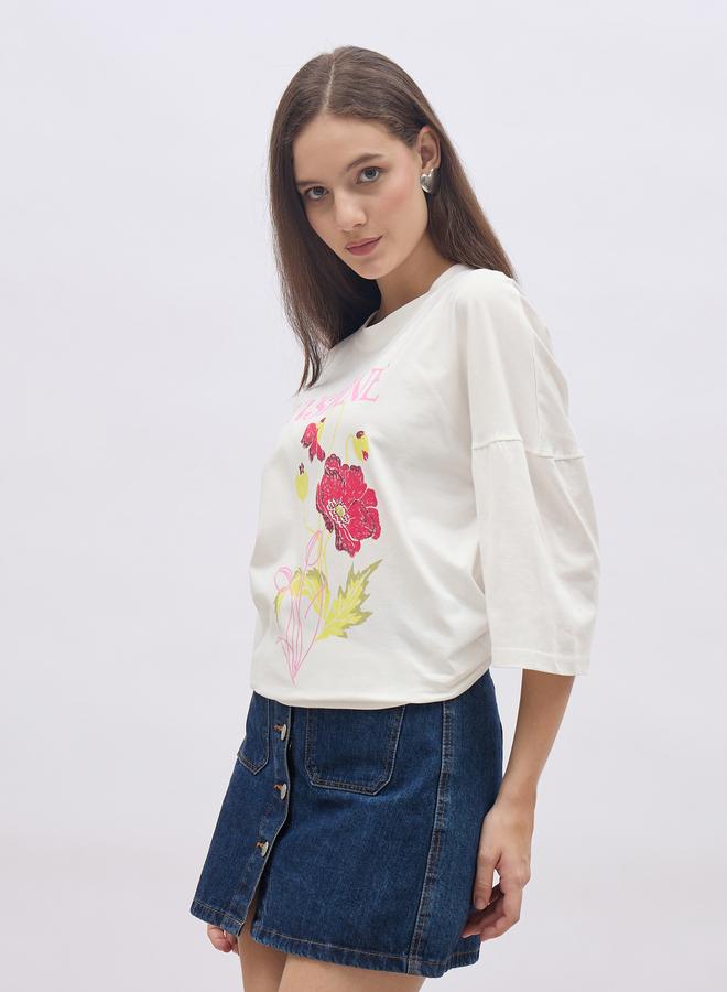 ستايلي تيشيرت جرافيك مطبوع فضفاض - Image 1