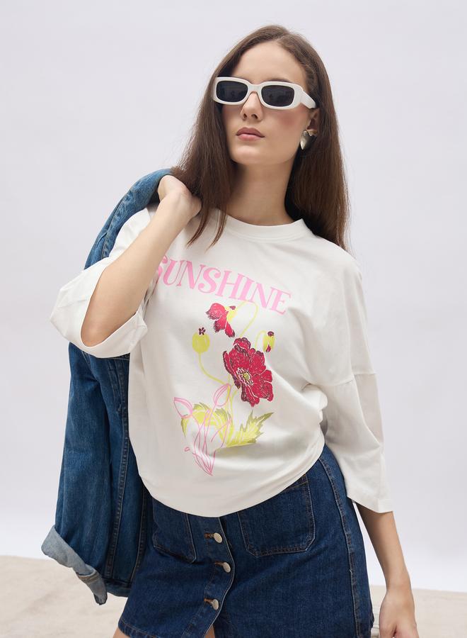 ستايلي تيشيرت جرافيك مطبوع فضفاض - Image 1