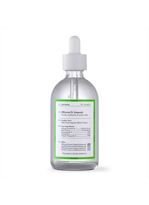 Dirt Phobia Effectem D Solution Ampoule Serum 3.38 fl oz. Daily Facial Serum, Sebum and Pore Care.