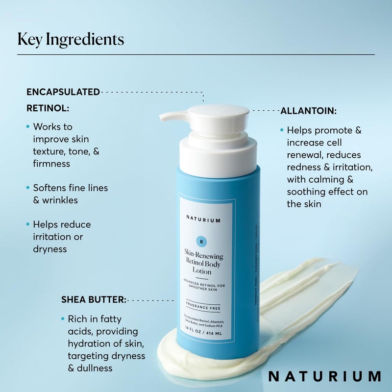 Naturium Skin-Renewing Retinol Body Lotion Jumbo, Advanced Firming Anti-Aging Skin Care, with Encapsulated Retinol & Shea Butter, 14 oz - Image 3
