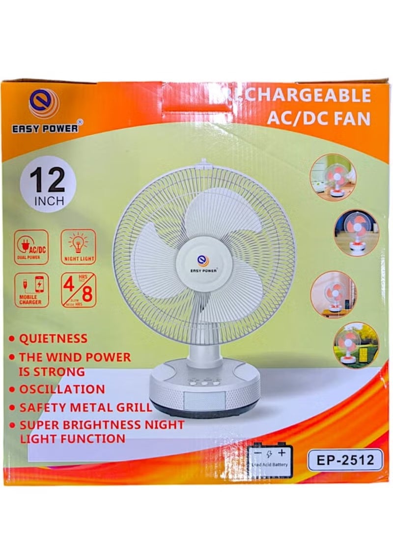 Generic Easy Power Multifunctional High Speed 12 Inch Electric Solar Table Fan With Usb And Led Light  - Image 2