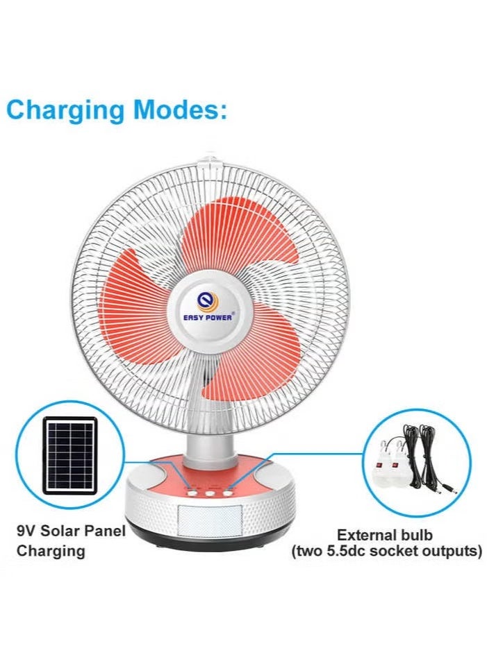 Generic Easy Power Multifunctional High Speed 12 Inch Electric Solar Table Fan With Usb And Led Light  - Image 4