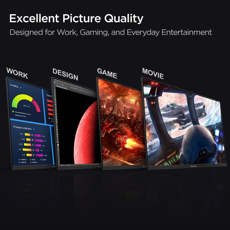 KOORUI شاشة كمبيوتر KOORUI 22 بوصة للألعاب بدقة Full HD 1080P 100Hz لوحة VA LCD مع مزامنة متكيفة (HDMI/VGA/VESA 100x100mm/مخرج صوت) - Image 5