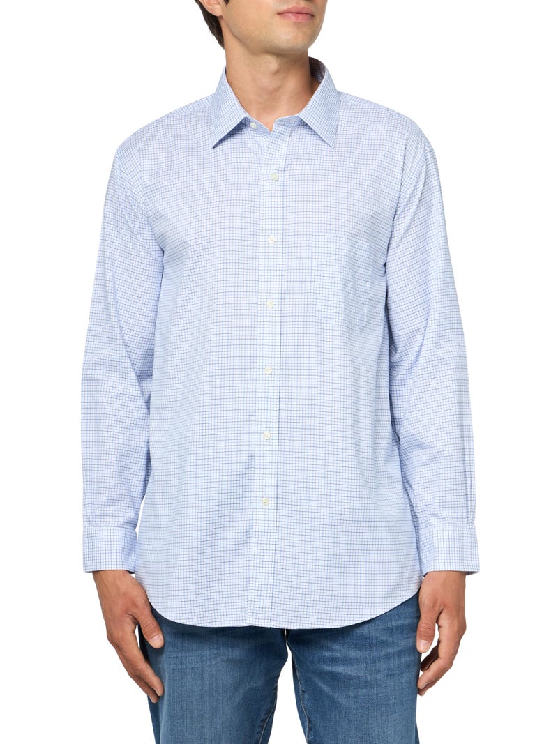 Brooks Brothers Mens Regular Fit Explorer Collection NonIron Twill Ainsley Collar Long Dress Shirt Blue 165 Neck 33 Sleeve