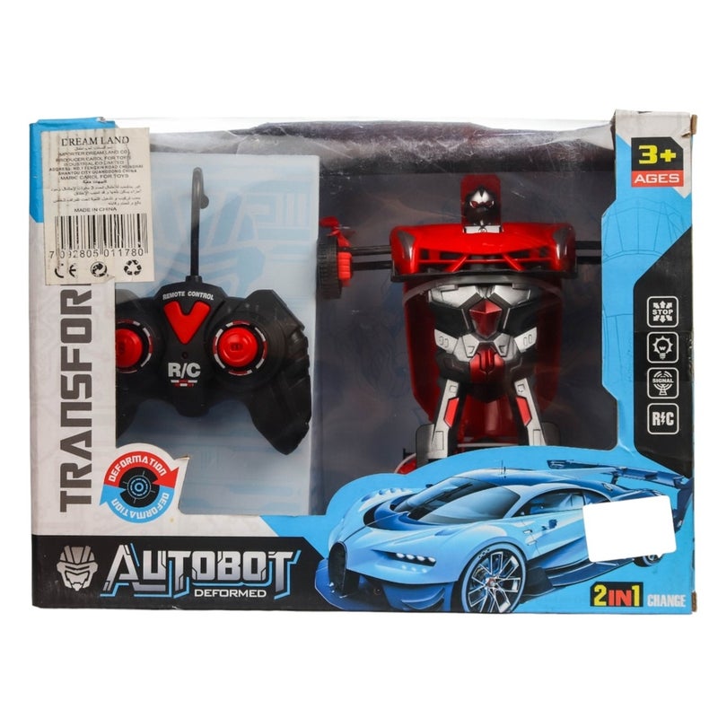 روبوت المتحولون 2 في 1 الي سيارة مع ريموت تحكم - احمر - KY93