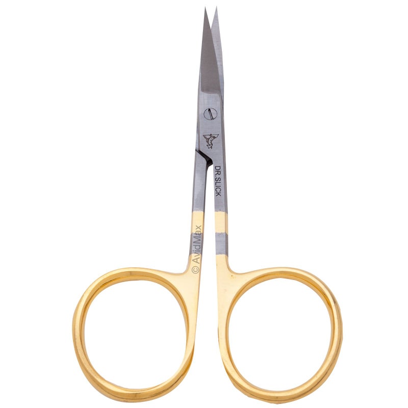 Dr. Slick Iris Scissor, 3-1/2", Gold Loops, Curved - Image 2