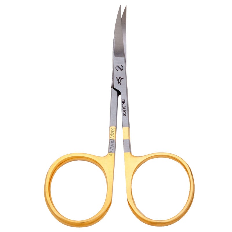 Dr. Slick Iris Scissor, 3-1/2", Gold Loops, Curved - Image 3