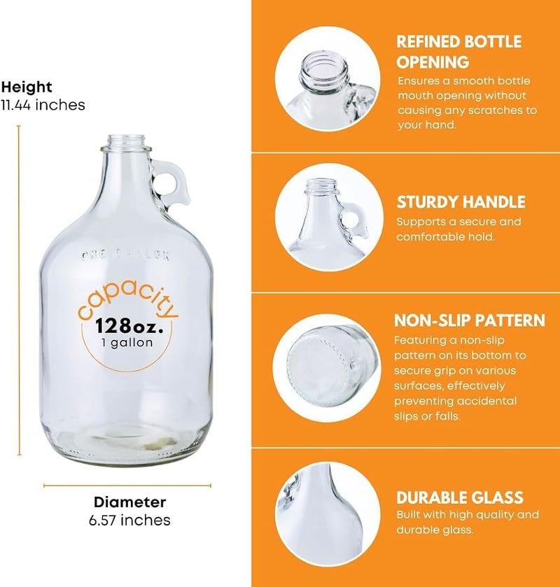 FastRack Glass Water Bottle Includes 38 mm Polyseal Cap, 1 gallon Capacity, Clear - Image 2