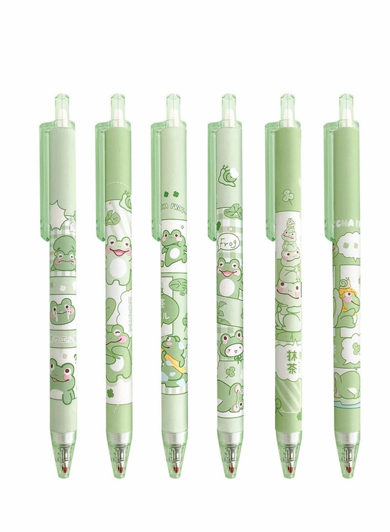 Cute Cartoon Frog Gel Ink Pens 0.5mm Retractable Ballpoint Pens for Office and School, Set of 6 - Image 4