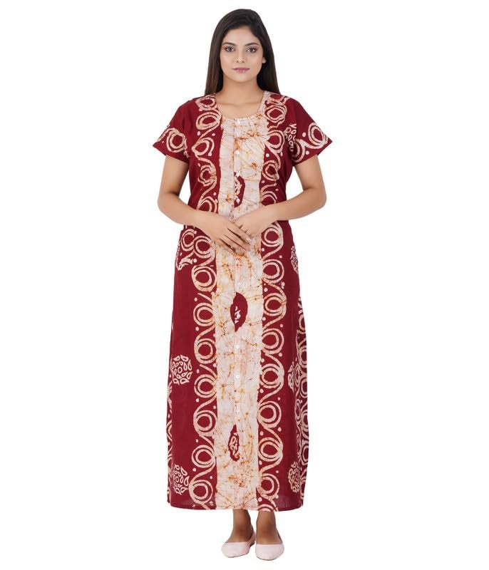 MENMAII Full Length [L-4XL] - Women's Full Open/Front Buttoned Multipurpose Nighty for Pregnancy/Elderly/Patient/Feeding/Hospital Purpose Nighty [a Kind of Adaptive Clothing]-[Choco Btk -3XL] - Image 1