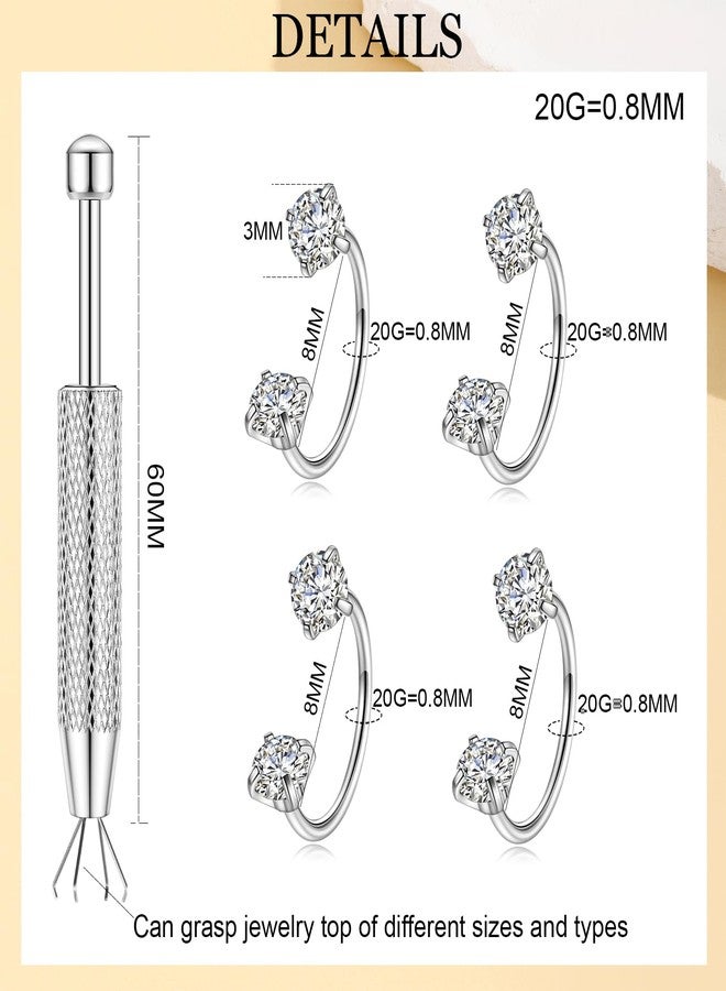 LORACOXS Horseshoe Nose Ring for Women, 20G 18G 16G Surgical Steel Nose Hoops, Multi-Purpose Nose Piercing Jewelry for Cartilage Helix Tragus Labret Septum Lips Ears - Image 4