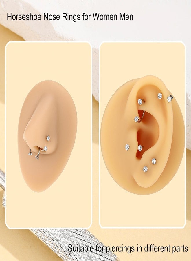 LORACOXS Horseshoe Nose Ring for Women, 20G 18G 16G Surgical Steel Nose Hoops, Multi-Purpose Nose Piercing Jewelry for Cartilage Helix Tragus Labret Septum Lips Ears - Image 5