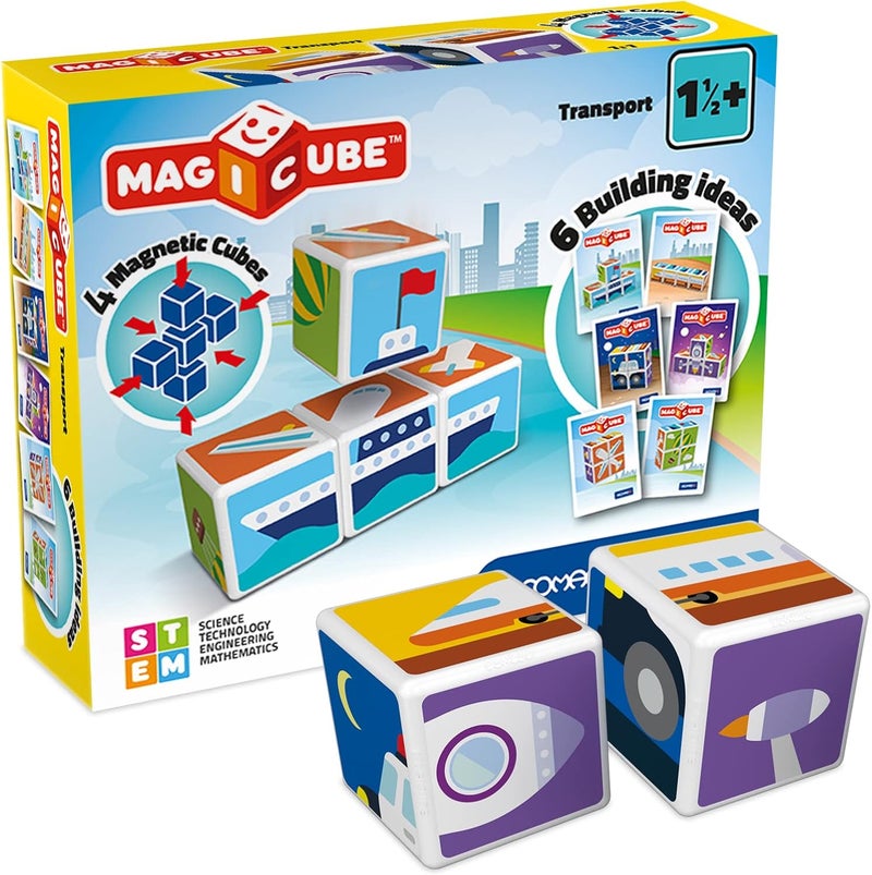 GEOMAG Magicube Printed Transport + Cards, STEM & Educational Magnetic Toy, Made in Switzerland, 100% Recycled Plastic, Open Ended Construction Toy, 18M+ - Image 1