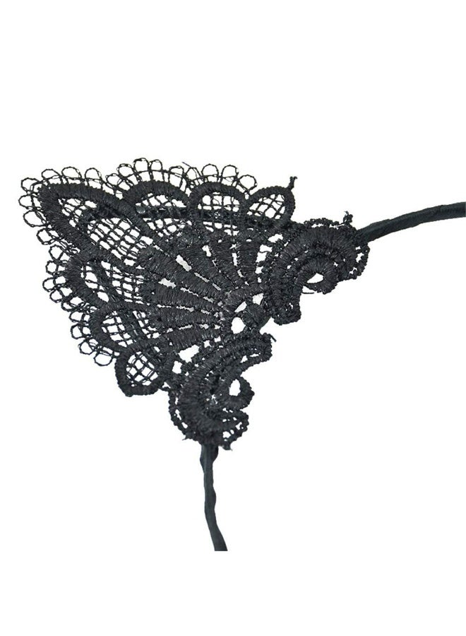 كاست ويف شريط راس وقبة على شكل اذني قطة من الدانتيل الاسود للنساء من فيرينو، اكسسوارات شعر، هدية للحفلات، شريط للراس، ازياء تنكرية، فستان فاخر من قطعتين - Image 3