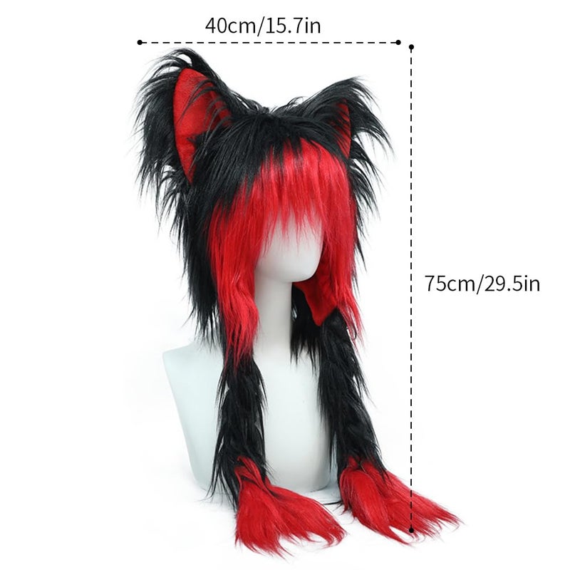 JUNBOON Cute Plush Cat Hat Fluffy Ear Headwear Winter Warm Earmuffs Head Mask Halloween Cosplay Accessory - Image 2