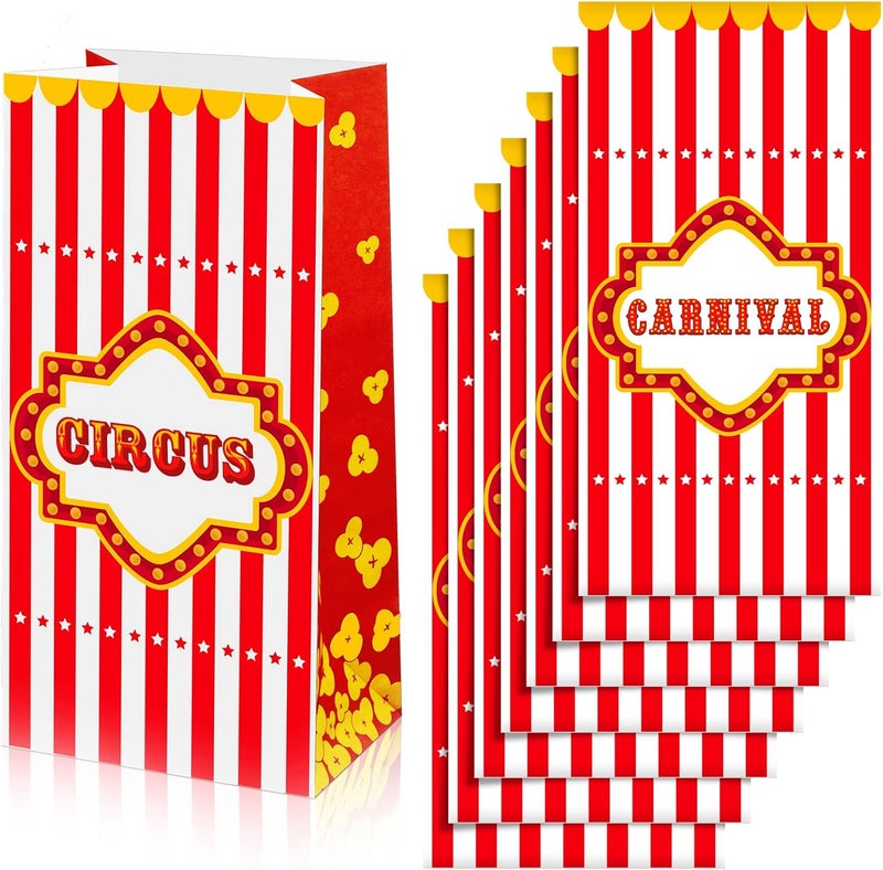 Epakh 24 Pieces Carnival Gift Bags for Treats and Party Favors  Paper Goody Bags for Circus Birthday Decorations Supplies - Image 1