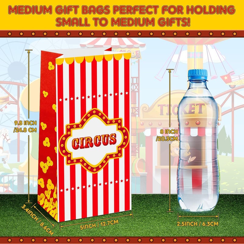 Epakh 24 Pieces Carnival Gift Bags for Treats and Party Favors  Paper Goody Bags for Circus Birthday Decorations Supplies - Image 2