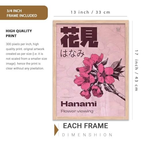 kotart Japanese Nature Art Posters with Frame | Aesthetic Nature Arts Posters with Frames | Japanese Art Framed Poster for Bedroom Living Room Gaming Room Wall Decor Set Of 3 (13 X 17 inch) - Image 2