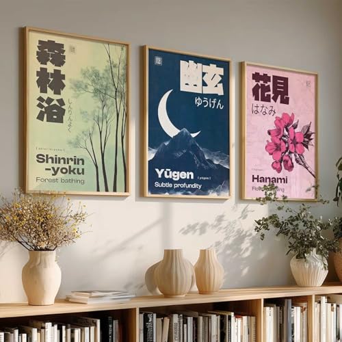 kotart Japanese Nature Art Posters with Frame | Aesthetic Nature Arts Posters with Frames | Japanese Art Framed Poster for Bedroom Living Room Gaming Room Wall Decor Set Of 3 (13 X 17 inch) - Image 1