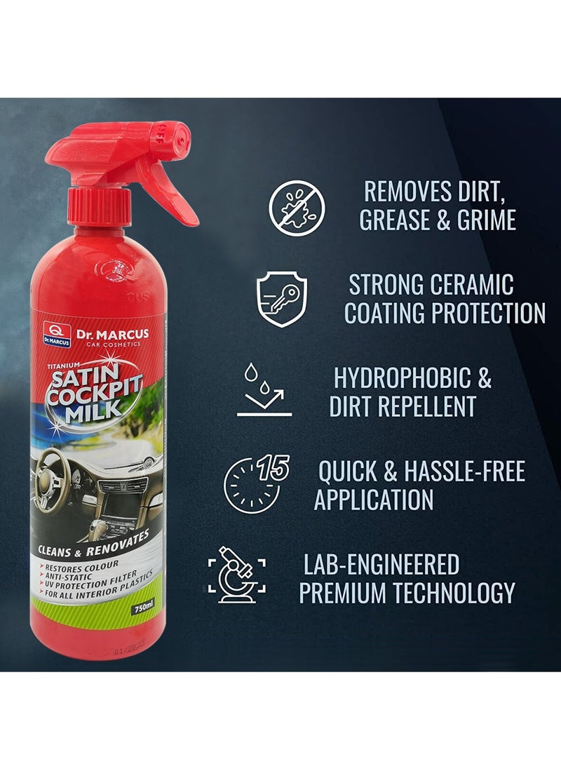 Dr.MARCUS - 750ml Titanium Satin Cockpit Milk Cleans & Renovates Restore Colour - Image 1