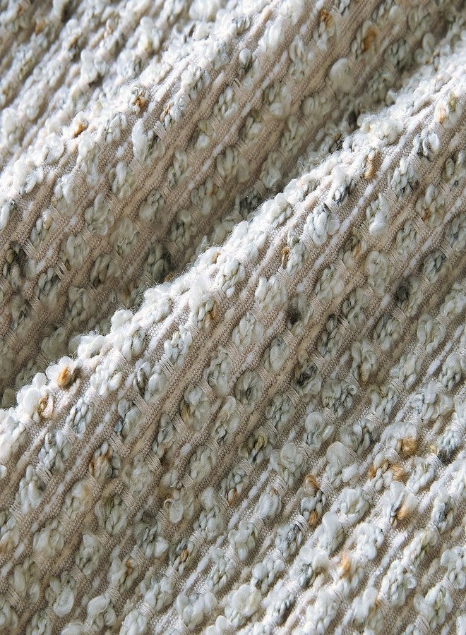 Allorry Decorative Lumbar Pillow Cover 12x20 Cream White Striped Soft Wool Lumbar Throw Pillow Neutral Textured Boho Cushion Covers for Modern Farmhouse Sofa Bedroom Living Room Decor SY011-B12 - Image 3