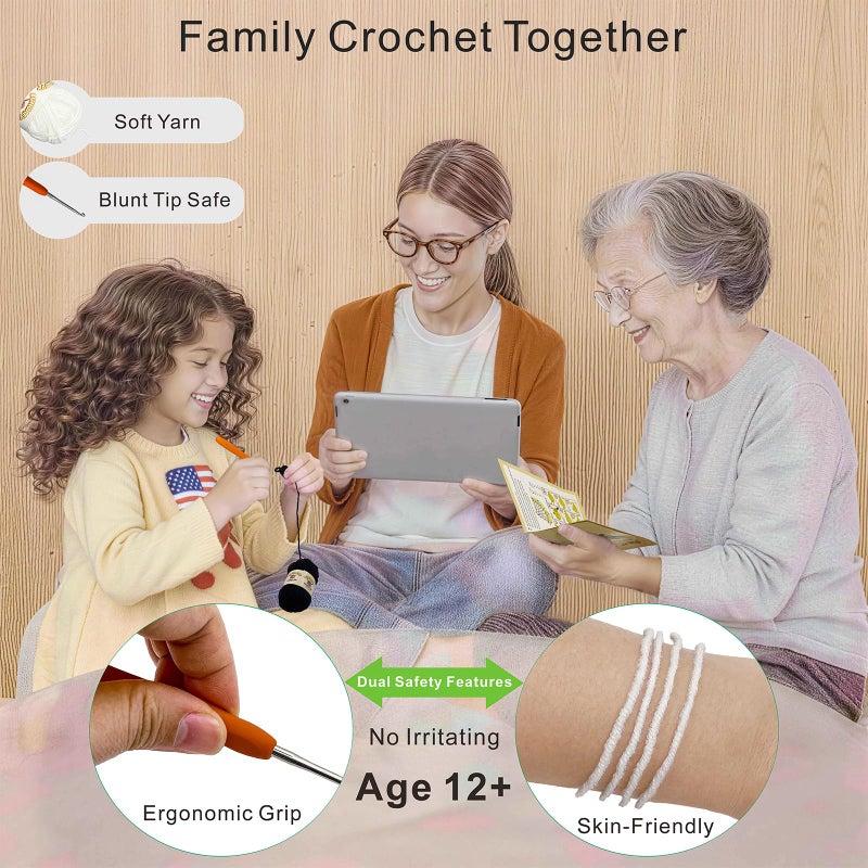 LuNuaFvy Crochet Kit for Beginners Adults & 12+ Kids â€“ Complete Starter Kit to Make 2 Amigurumi Dragons with Left/Right-Hand Video Tutorial (4hr), 3-Way Animal Patterns, Gift & Storage Bags - Image 5