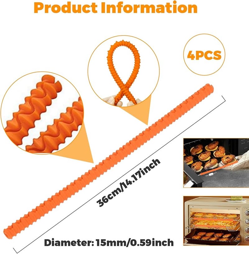 أغطية سيليكون لأرفف الفرن 4 قطع مقاومة للحرارة لحماية اليدين مقاس 14.2 بوصة - Image 4